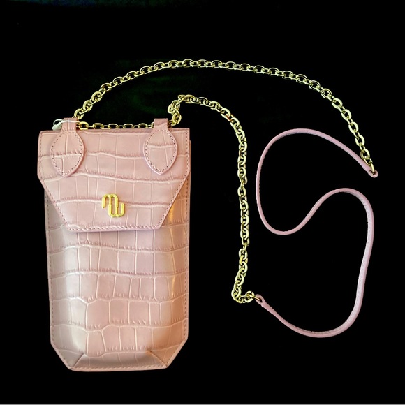 MAJE LAVENDER CROCODILE-EFFECT EMBOSSED LEATHER PHONE CASE - Picture 1 of 7